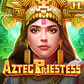 Aztec Priestess slot icon with a stone temple mask