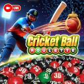 Cricket Ball Roulette icon with a spinning wheel and cricket ball